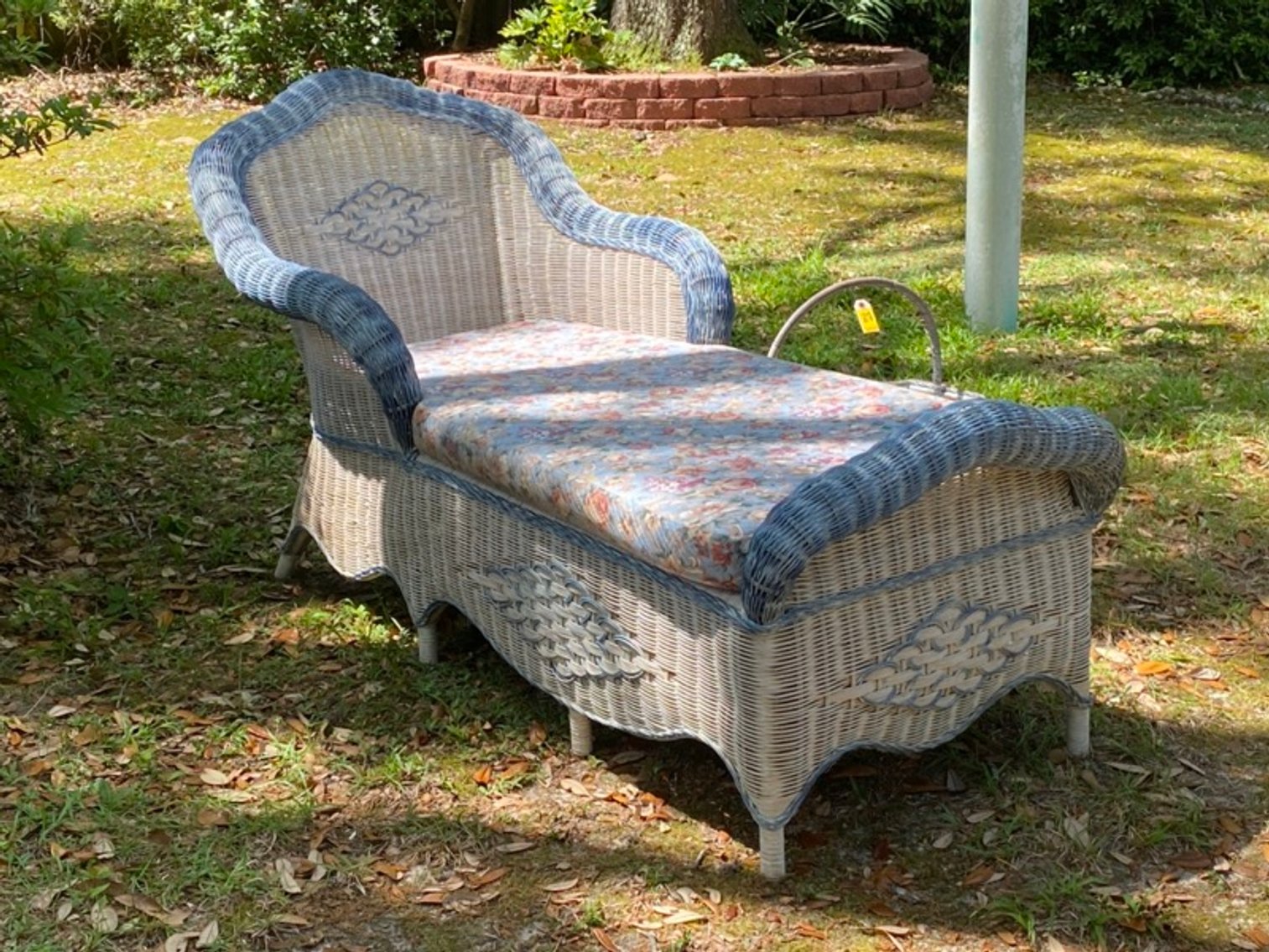 2: Wicker Chaise Lounge & Side Book Basket