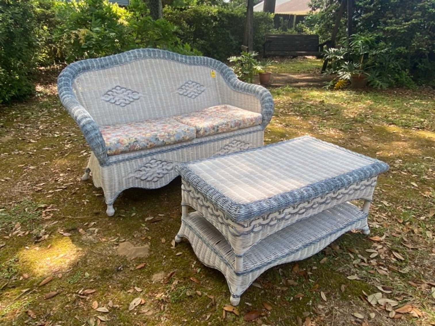 2: Wicker Settee with Coffee Table