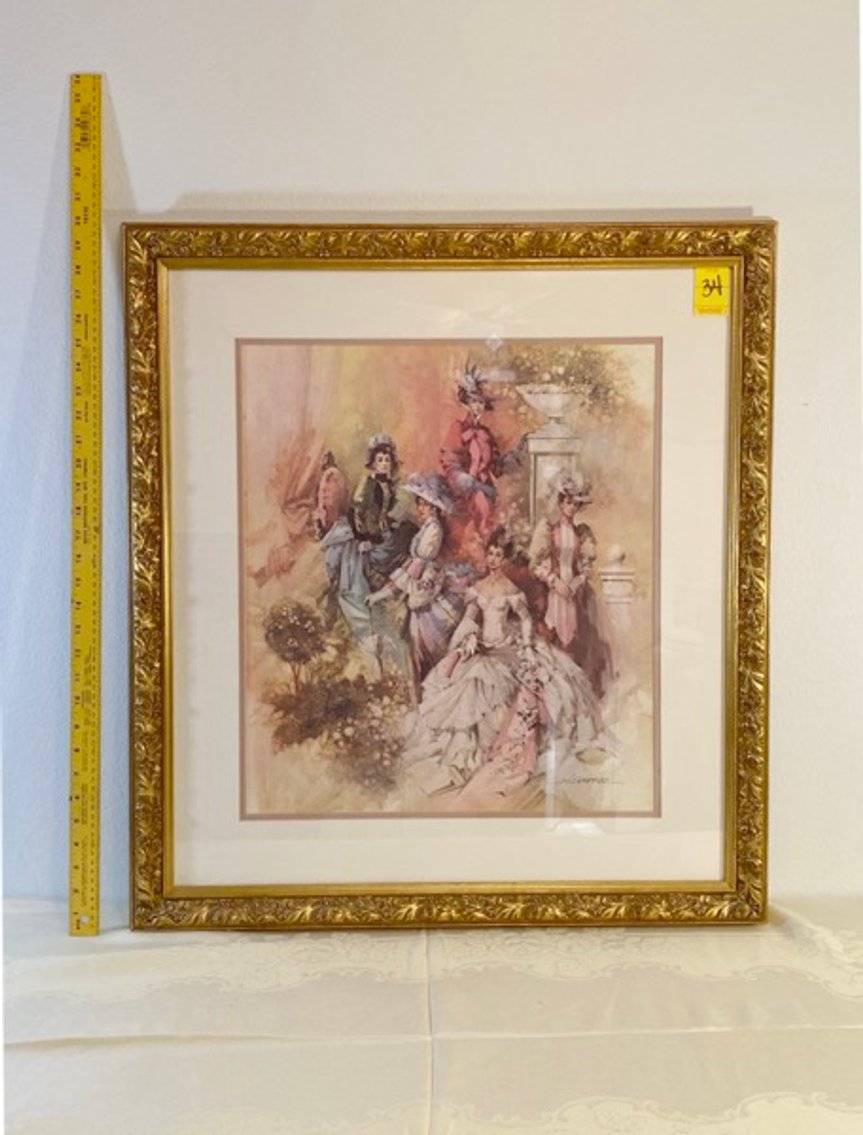 1: Collectible Avon Framed "Avon Ladies" D W Sheffler