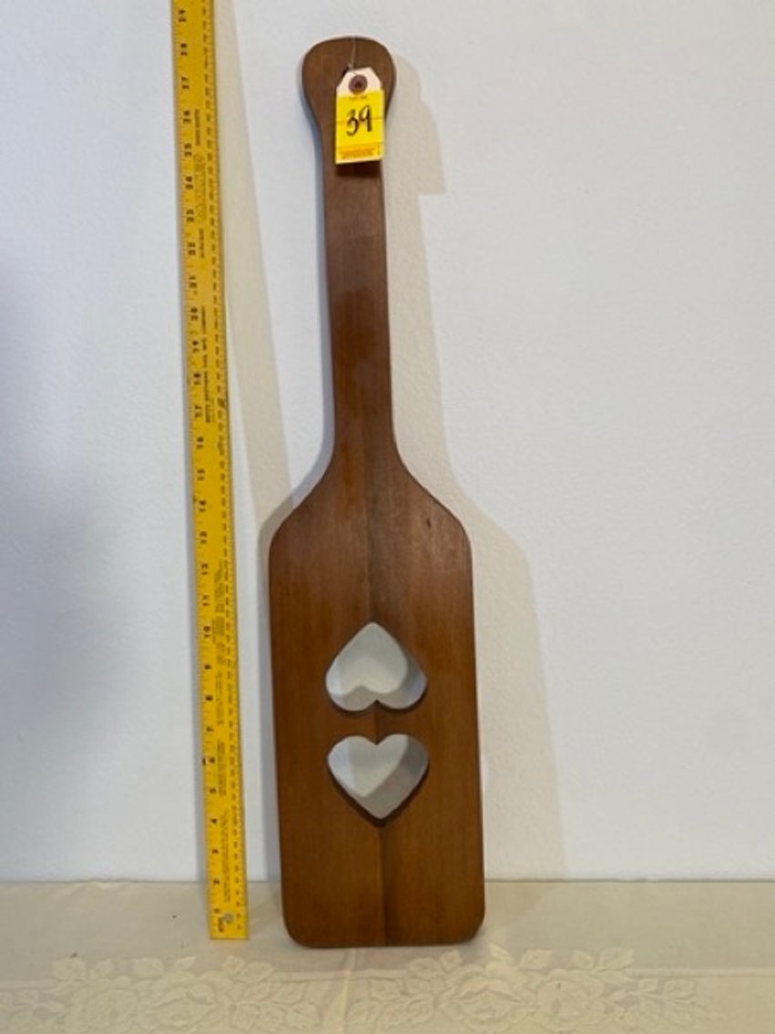 2: Longaberger Wooden Paddle with Heart Designs