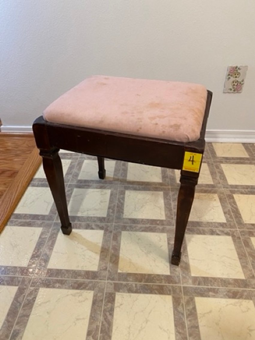 3: Antique Mahogany Sewing Stool with Removable Lid