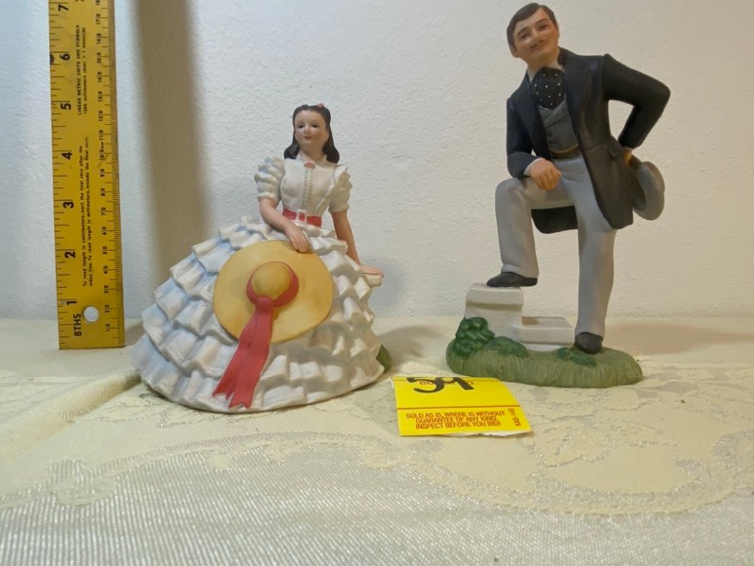 3: Scarlet O'Hara & Rhett Butler Porcelain Figures
