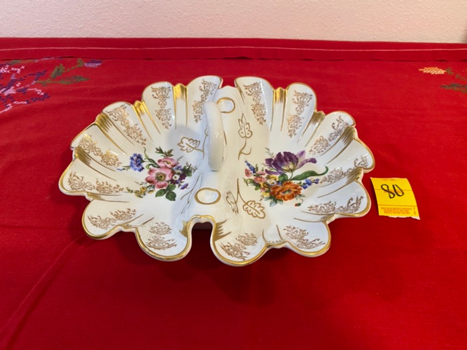 2: West Germany Hand Painted Divided Handled Dish