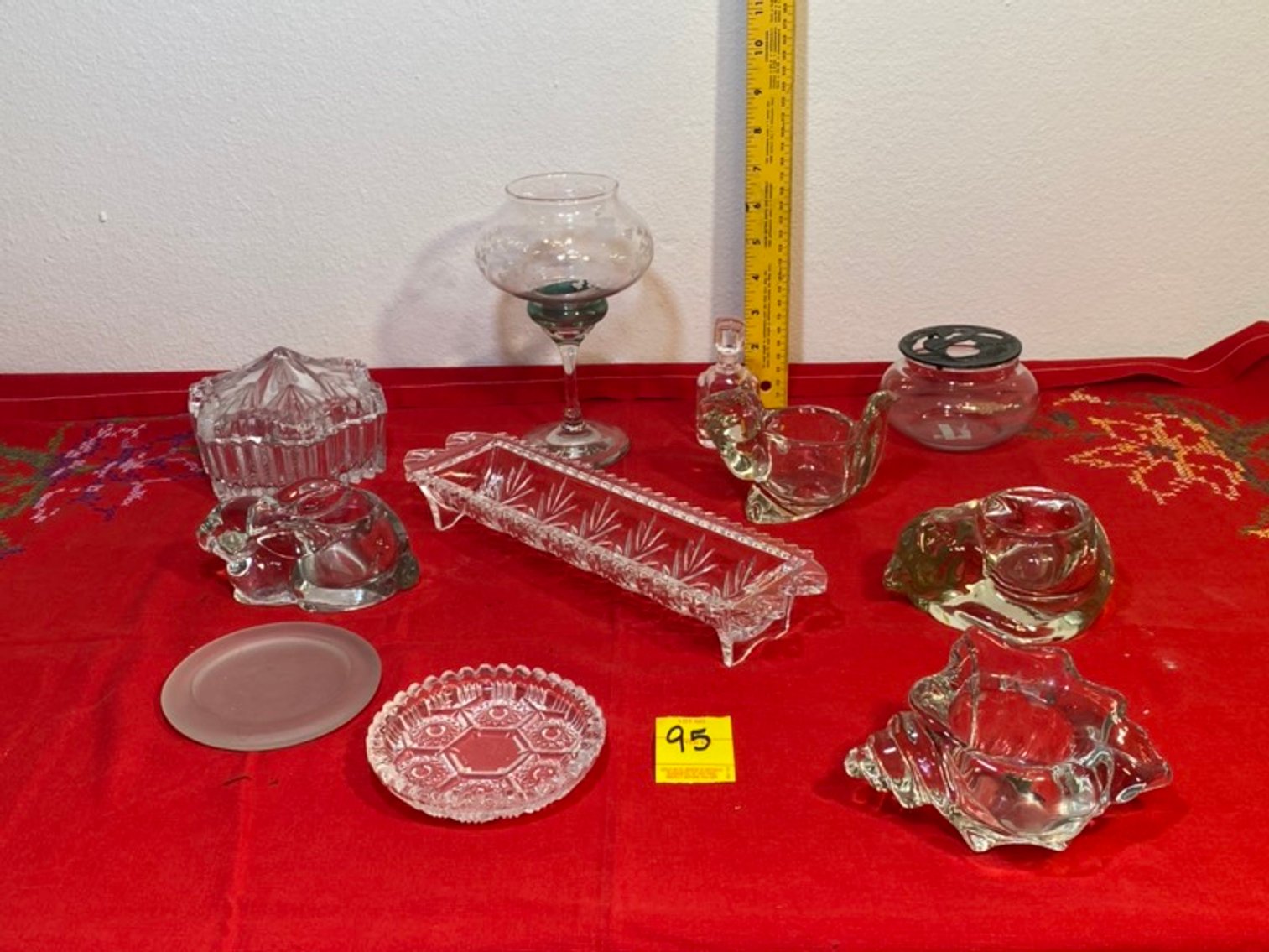 2: Clear Glass: Votives, Cracker Tray, Lidded Dish, Trinket Tray, Perfume