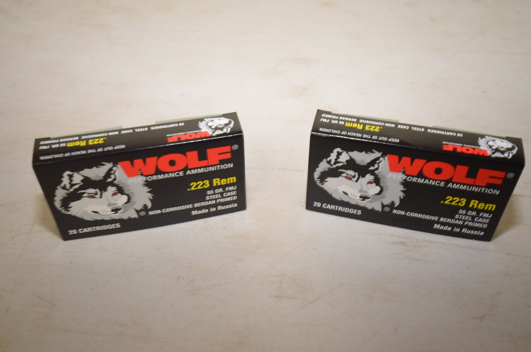 (2) Full Box Wolf .223 Rem 55gr Full Metal Jacket - 20 Cartridges