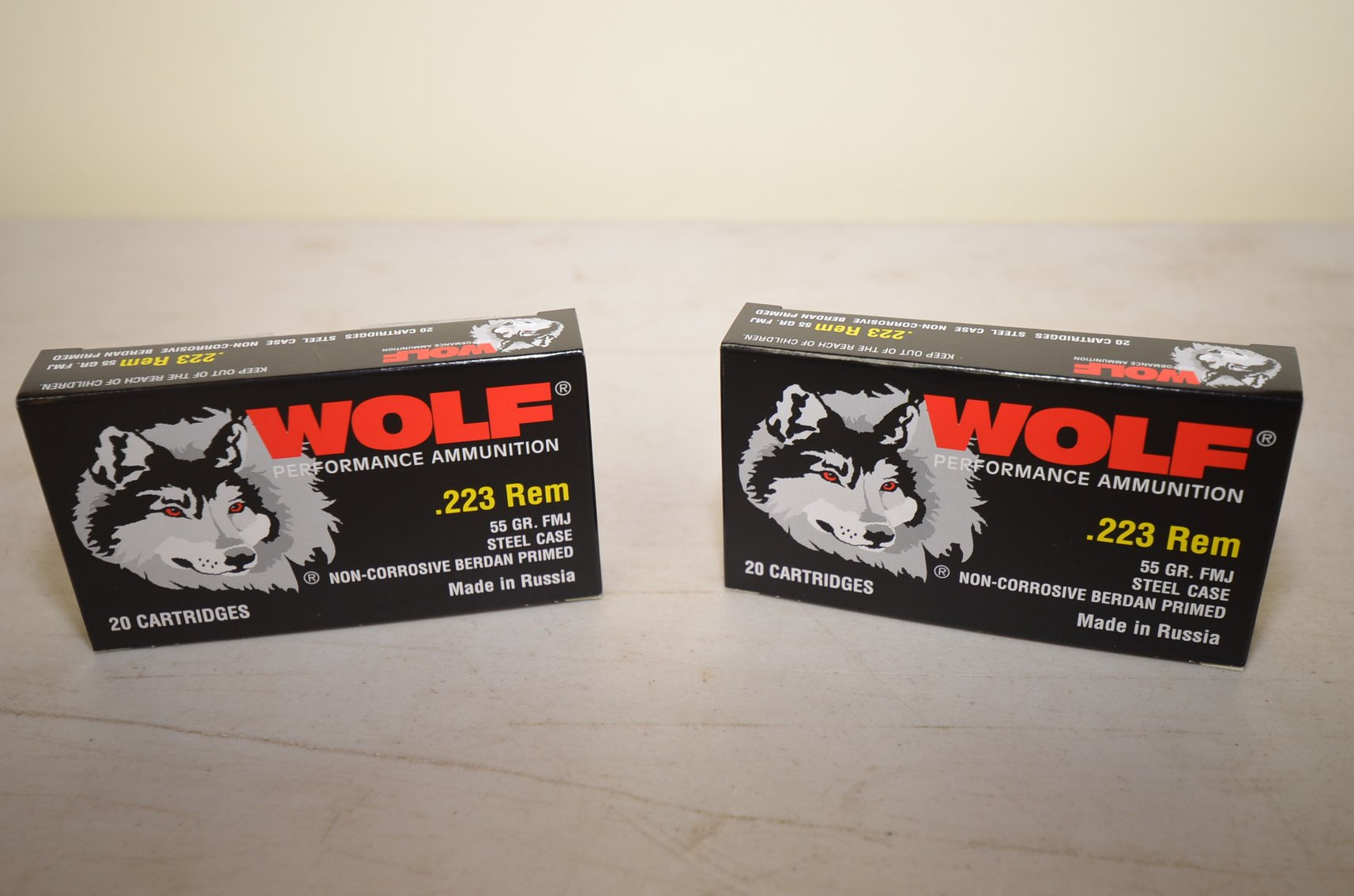 (2) Full Box Wolf .223 Rem 55gr Full Metal Jacket - 20 Cartridges