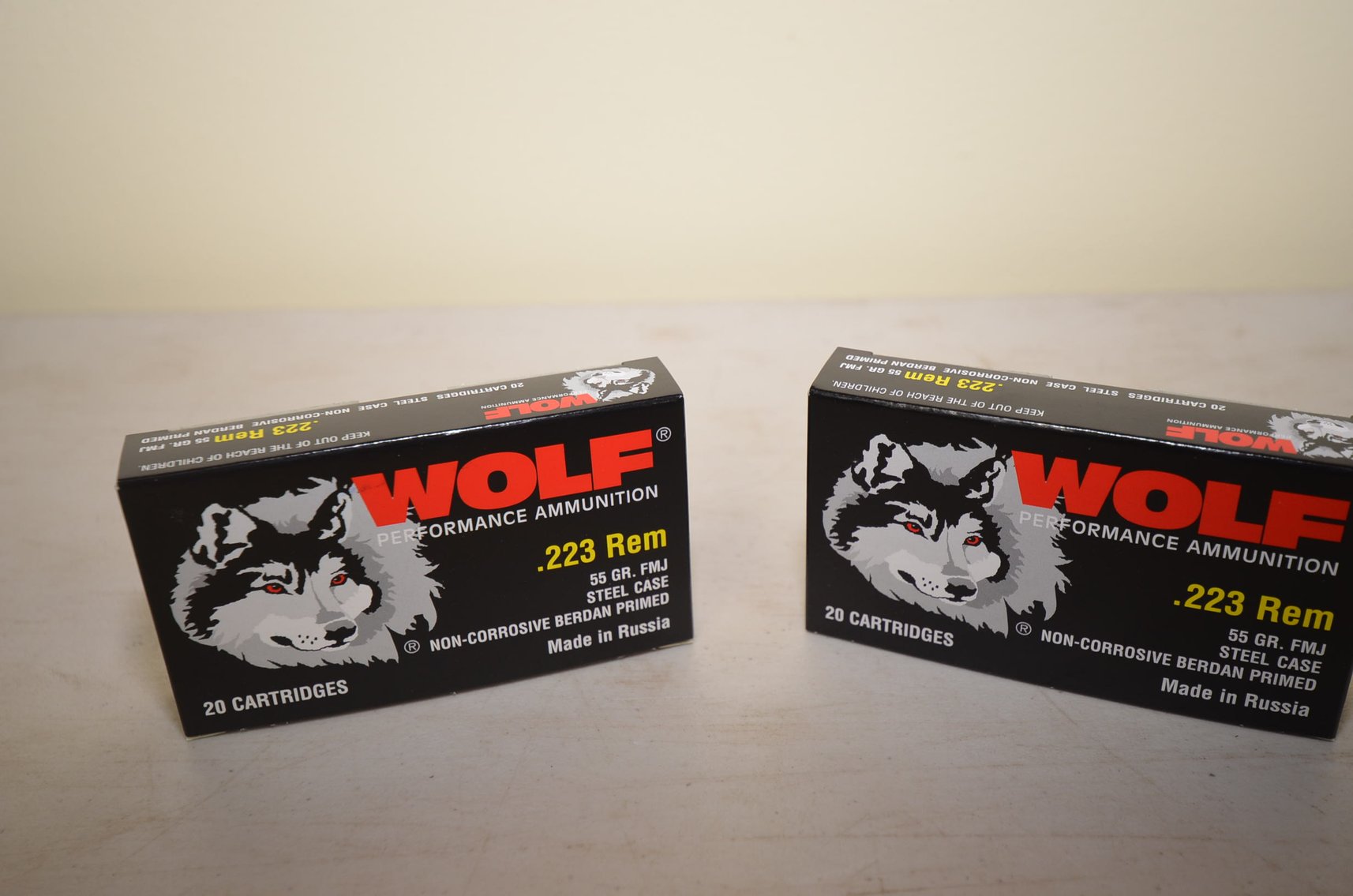 (2) Full Box Wolf .223 Rem 55gr Full Metal Jacket - 20 Cartridges