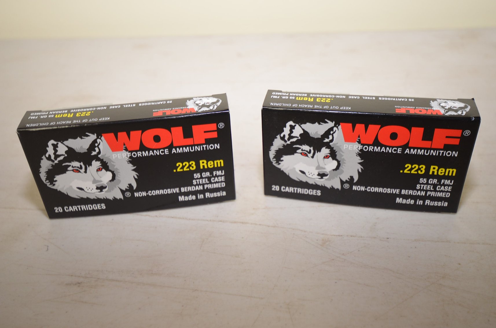 (2) Full Box Wolf .223 Rem 55gr Full Metal Jacket - 20 Cartridges