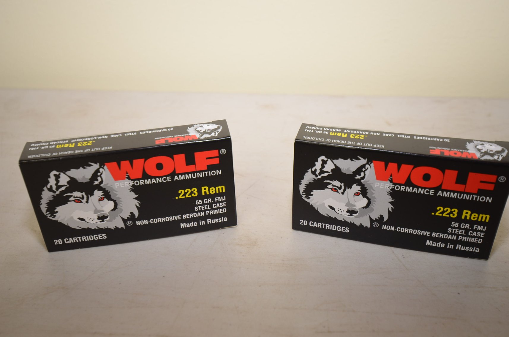 (2) Full Box Wolf .223 Rem 55gr Full Metal Jacket - 20 Cartridges