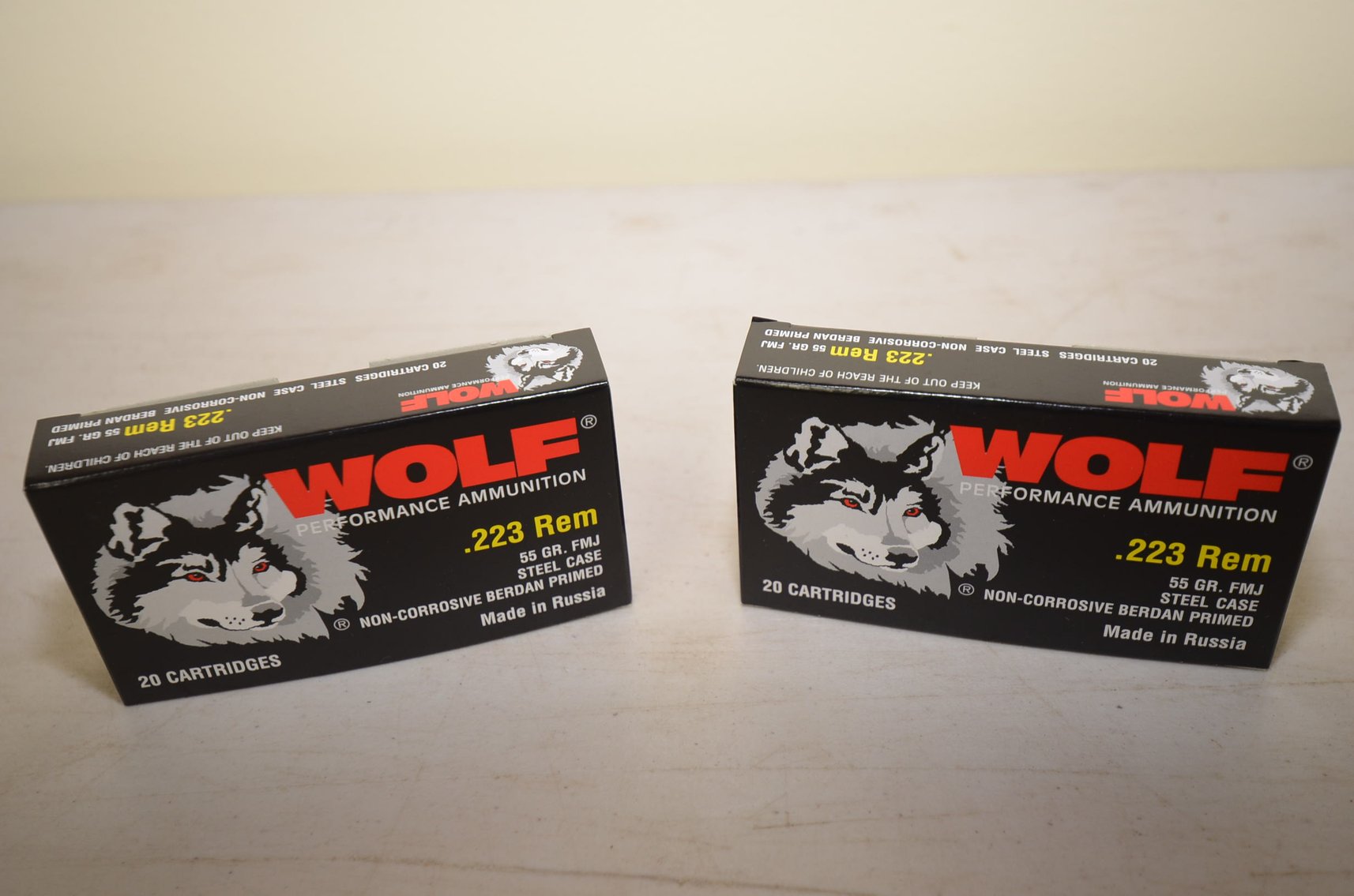 (2) Full Box Wolf .223 Rem 55gr Full Metal Jacket - 20 Cartridges