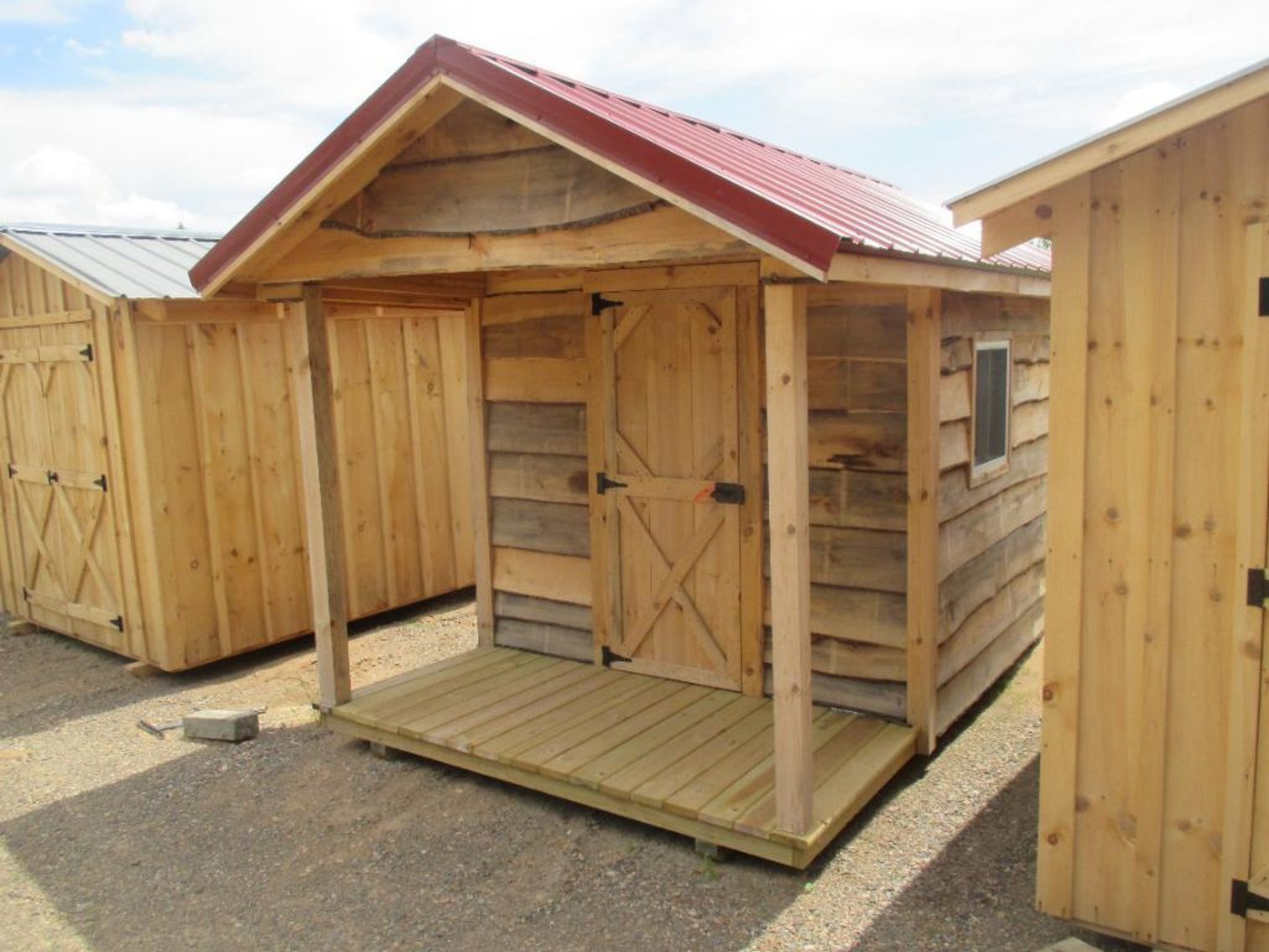 Amish Built 8'x12' Playhouse on Skids with Steel Roof and Live Edge Walls (Harshaw, WI)