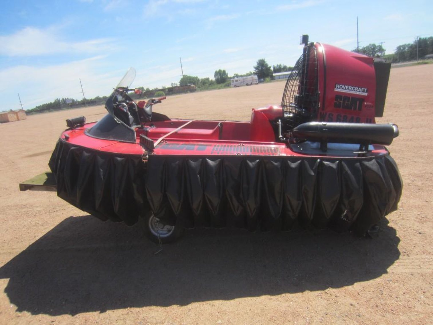 Upgraded Scat Hovercraft on Small Trailer, SN: TD0000111K586 (Nitke Yard, Mosinee, WI)