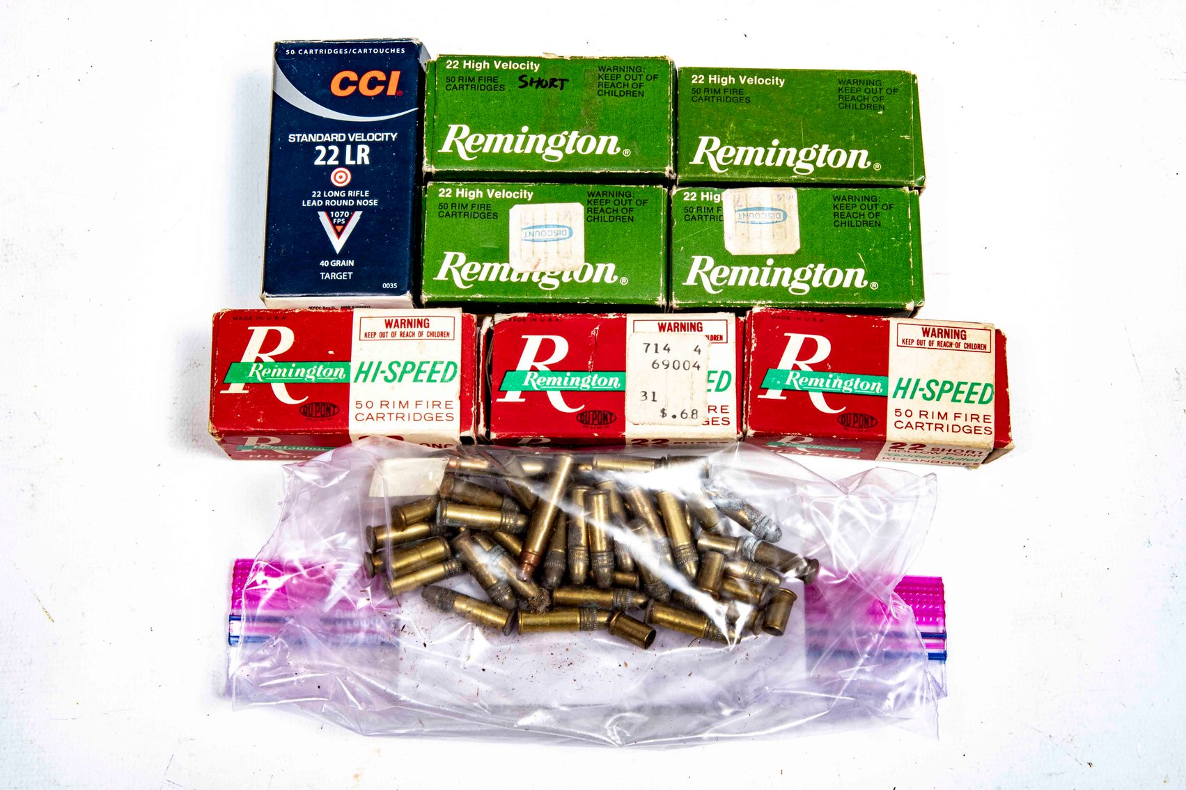 .22 Ammo- 8 boxes +Loose Live & Spent Brass