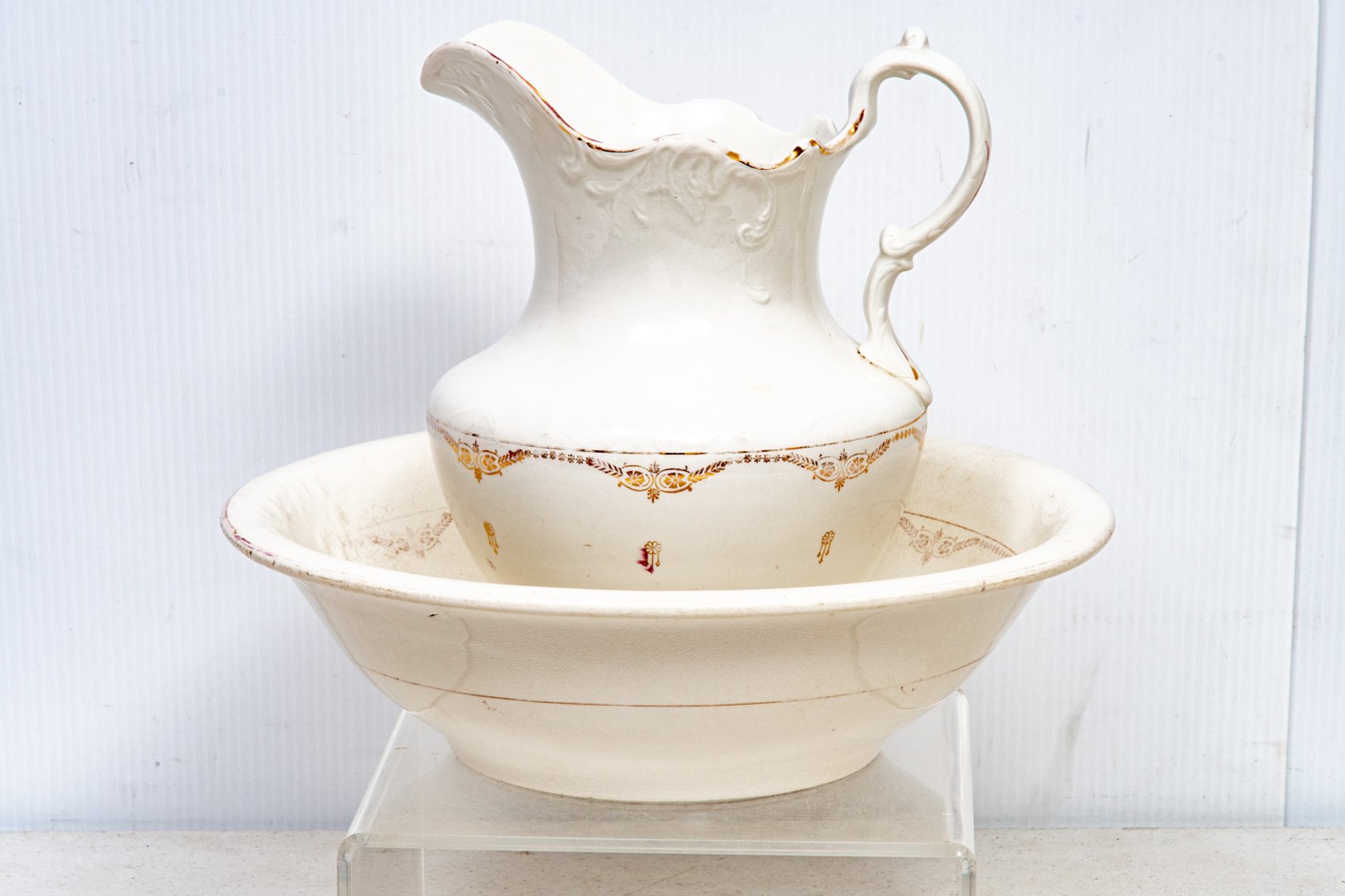 Antique Edwin M Knowles Pitcher and Basin