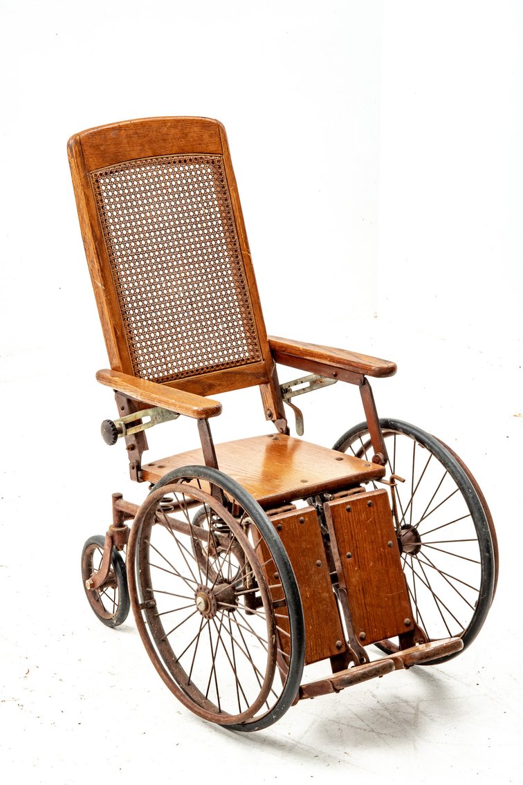 Antique Arrow 4-Wheel Wheelchair w/ Cane Back