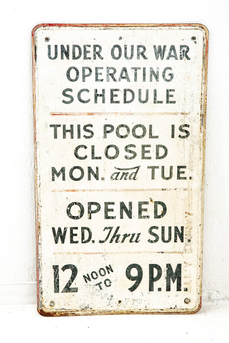 Steel Pool Sign- WWII