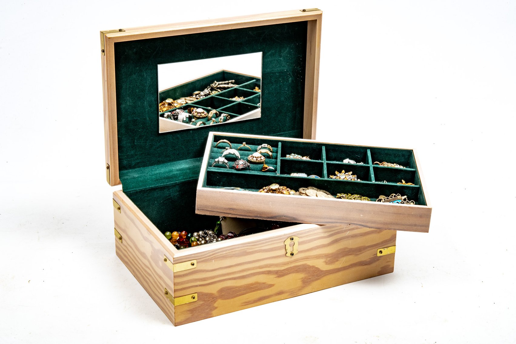 Jewelry Box with Jewelry- Sterling and Costume