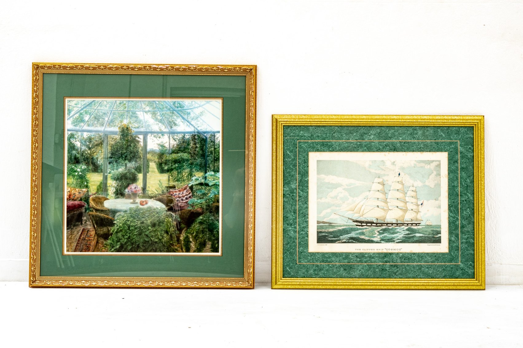 Framed Ship Print & Greenhouse Print
