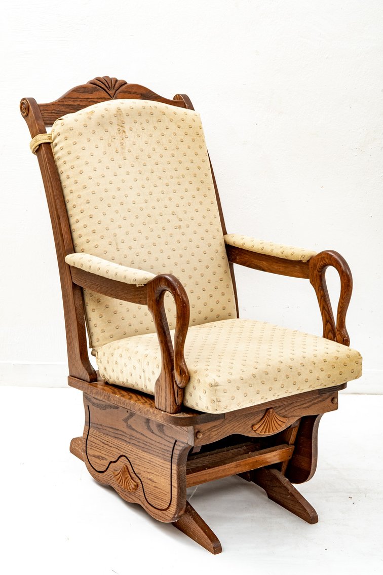 Upholstered Solid Wood Glide Rocking Chair