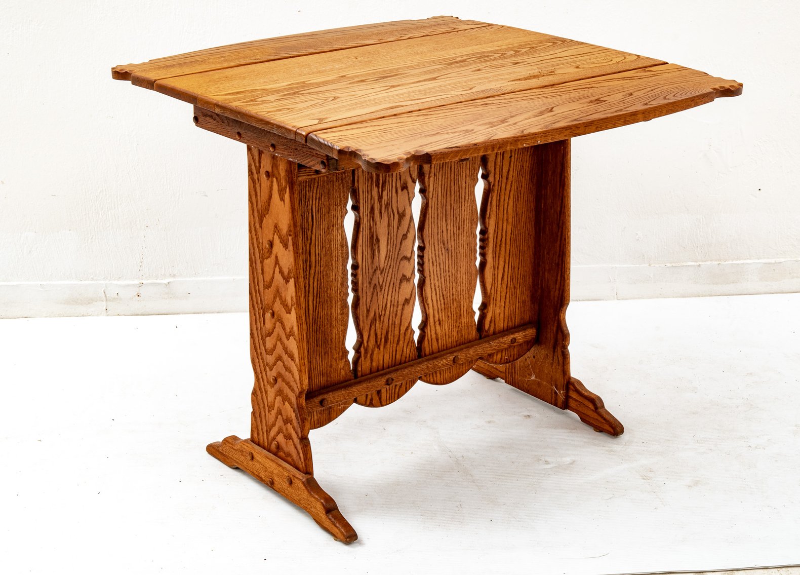 Solid Oak Wood Double Drop Leaf Table