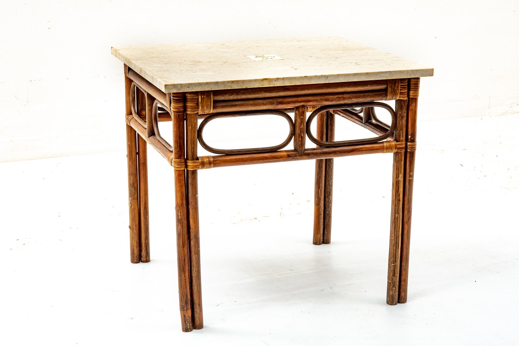 Rattan Side Table w/ Granite Surface Top