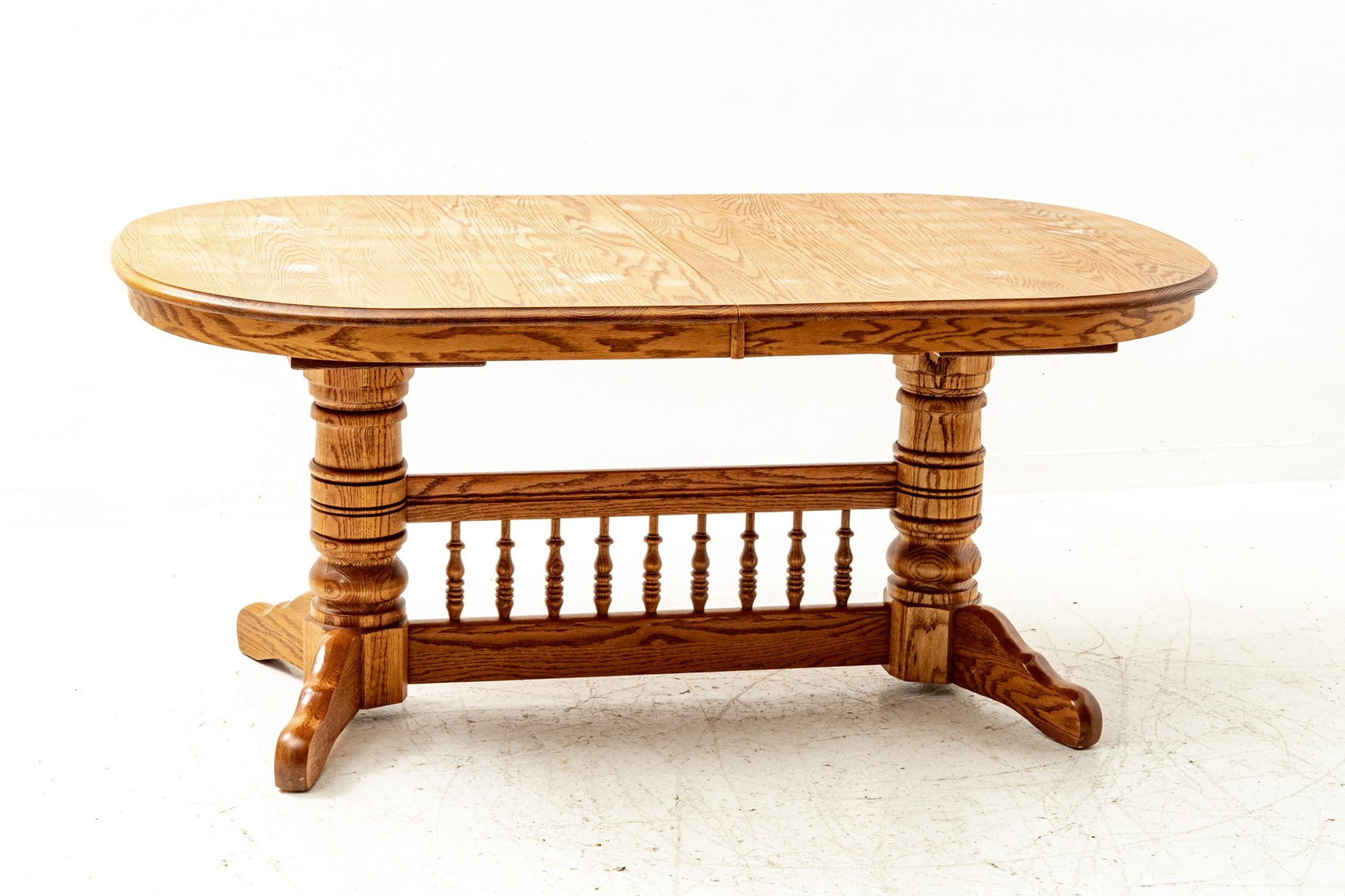 Oak Wood Double Pedestal Dining Table