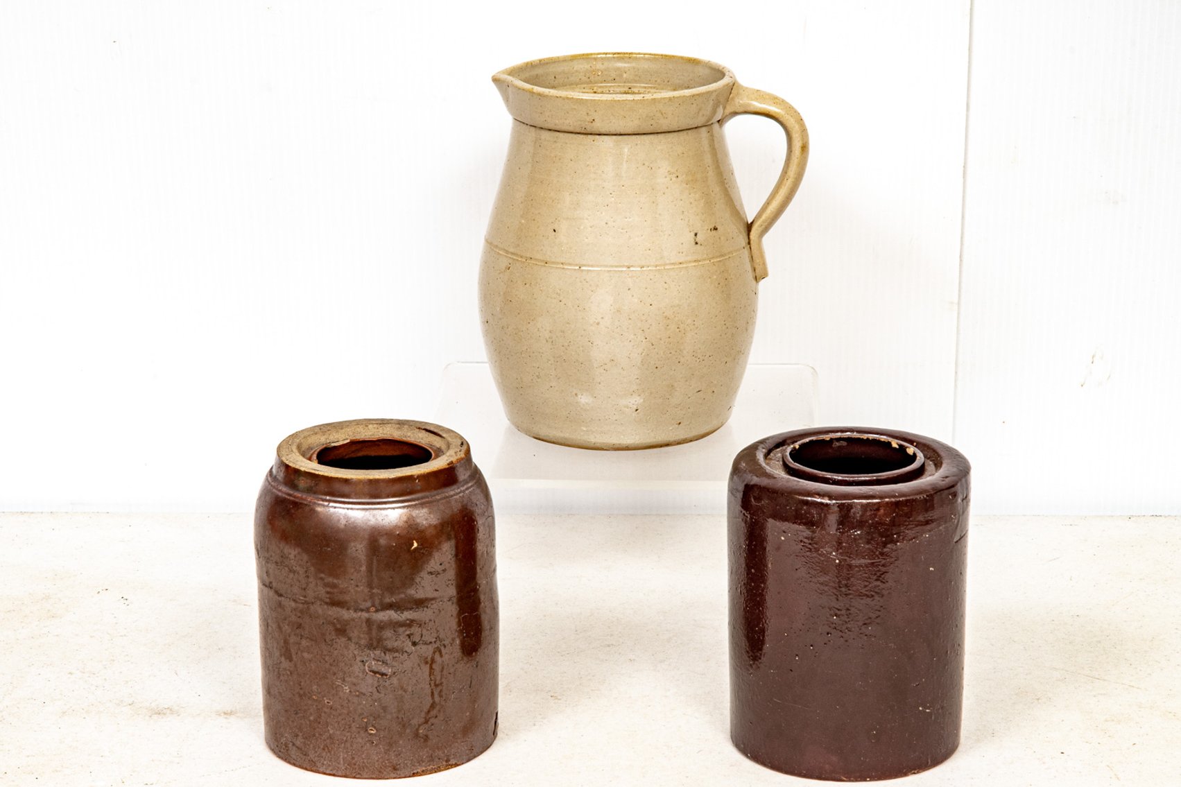 3 Pcs Pottery - 1 Pitcher and 2 Jars