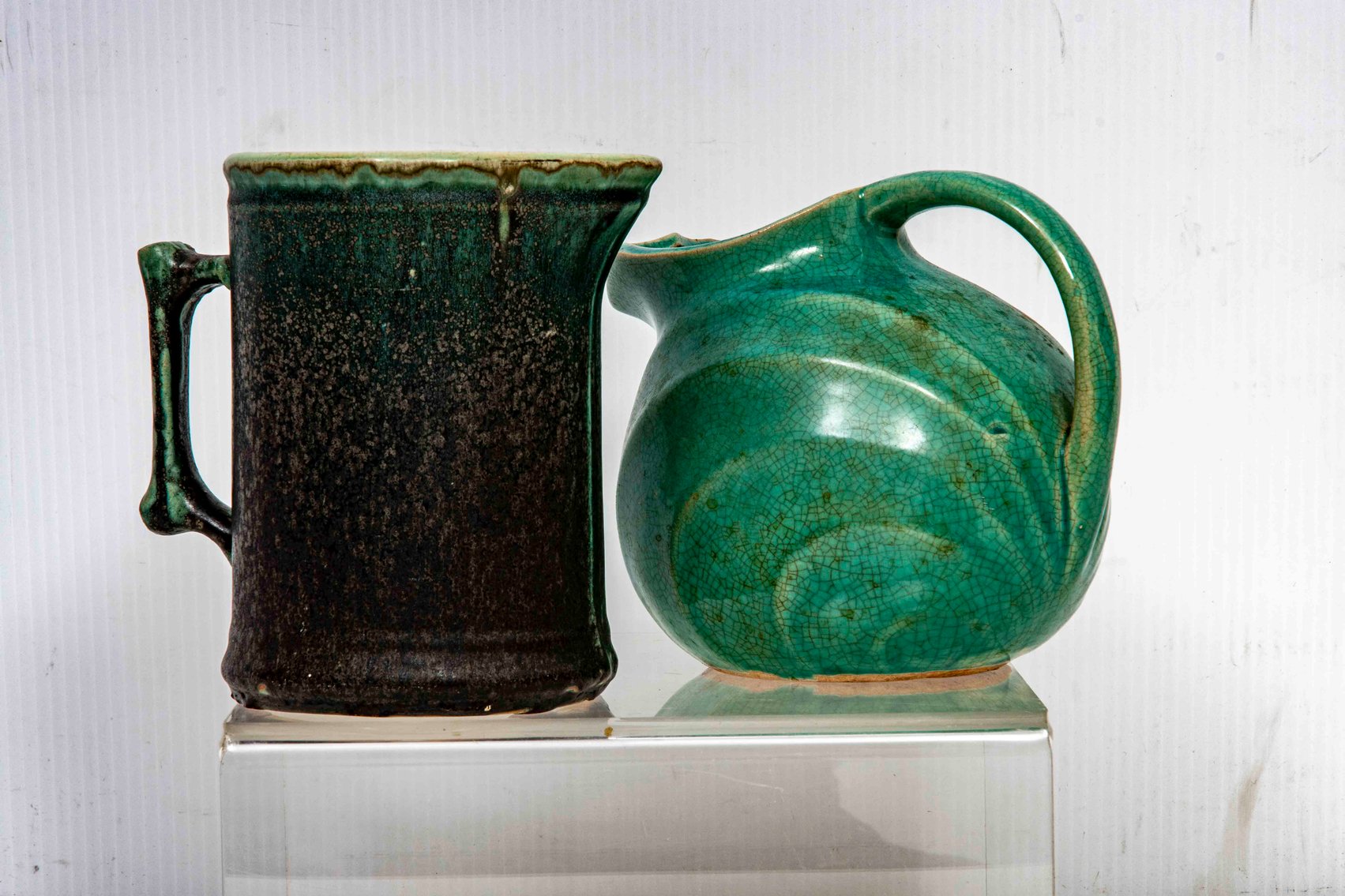 2 Great Green Vintage Pitchers