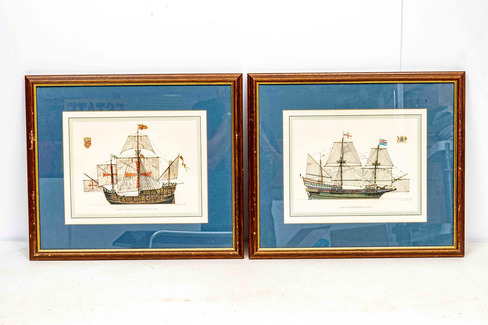 2 Historical Ships Lithographs by H.A. Muth