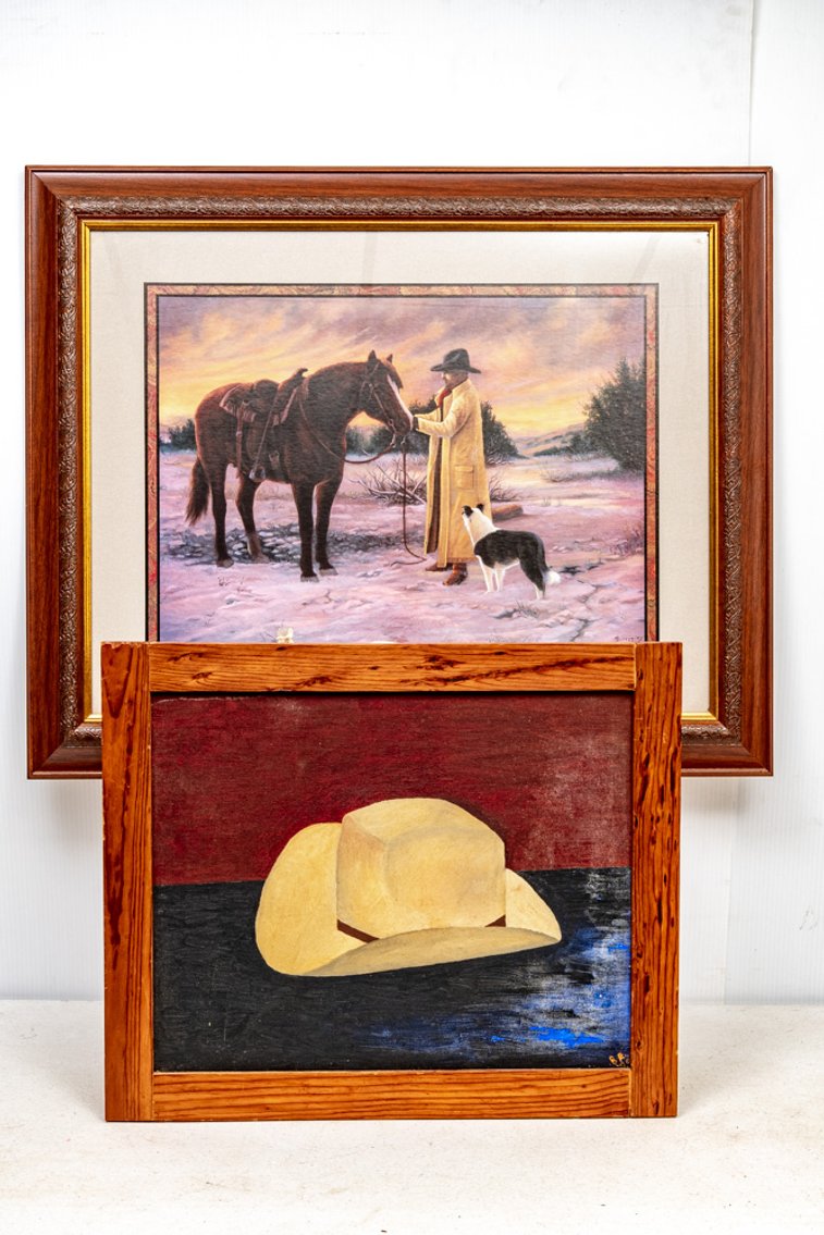 Western Art: Hat Painting & Penny Scroggins Print