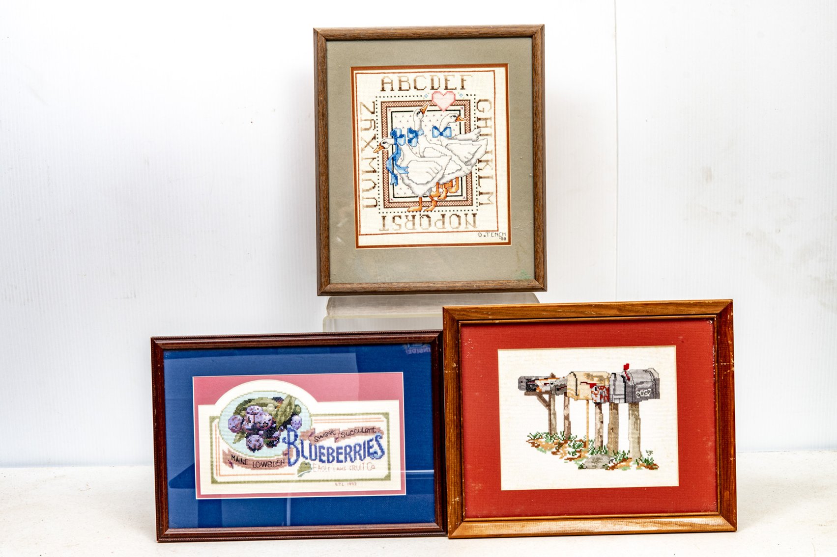 3 Framed Americana Cross Stitched Needleworks