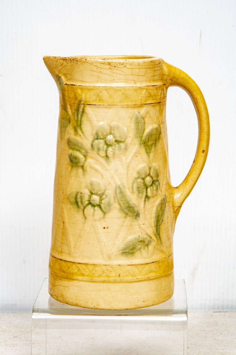 Roseville Early Ware Green Wild Rose Pitcher