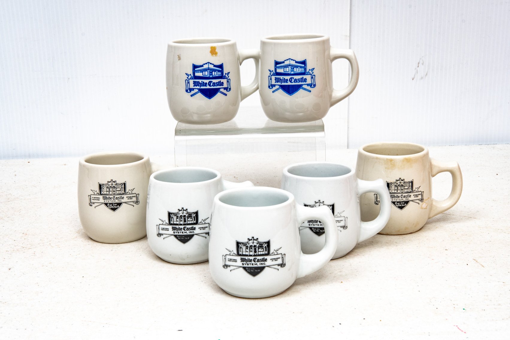 7 Vintage White Castle Ashtray-Bottom Coffee Cups