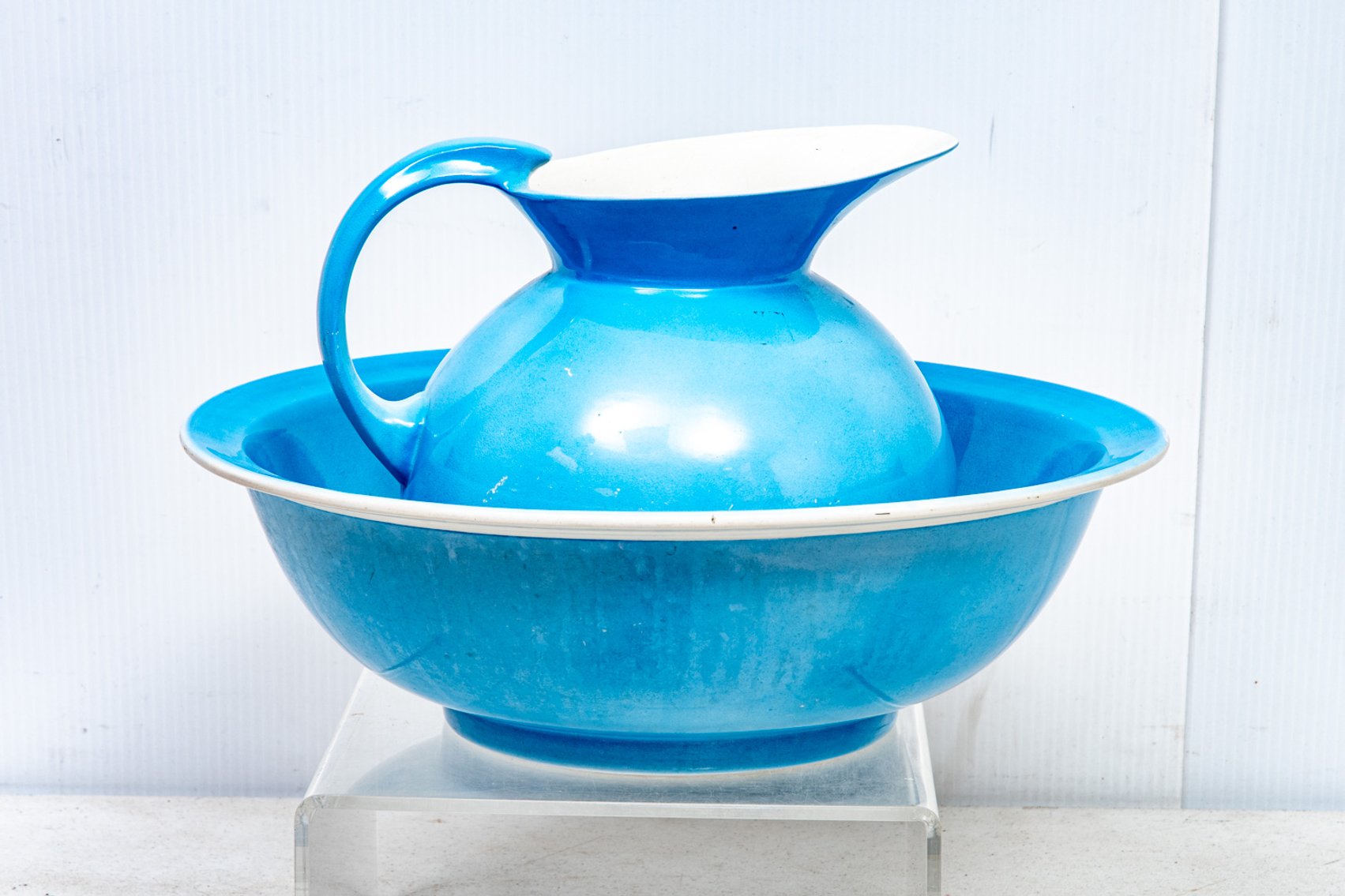 1901-1906 SOHO Pottery Blue Pitcher & Basin