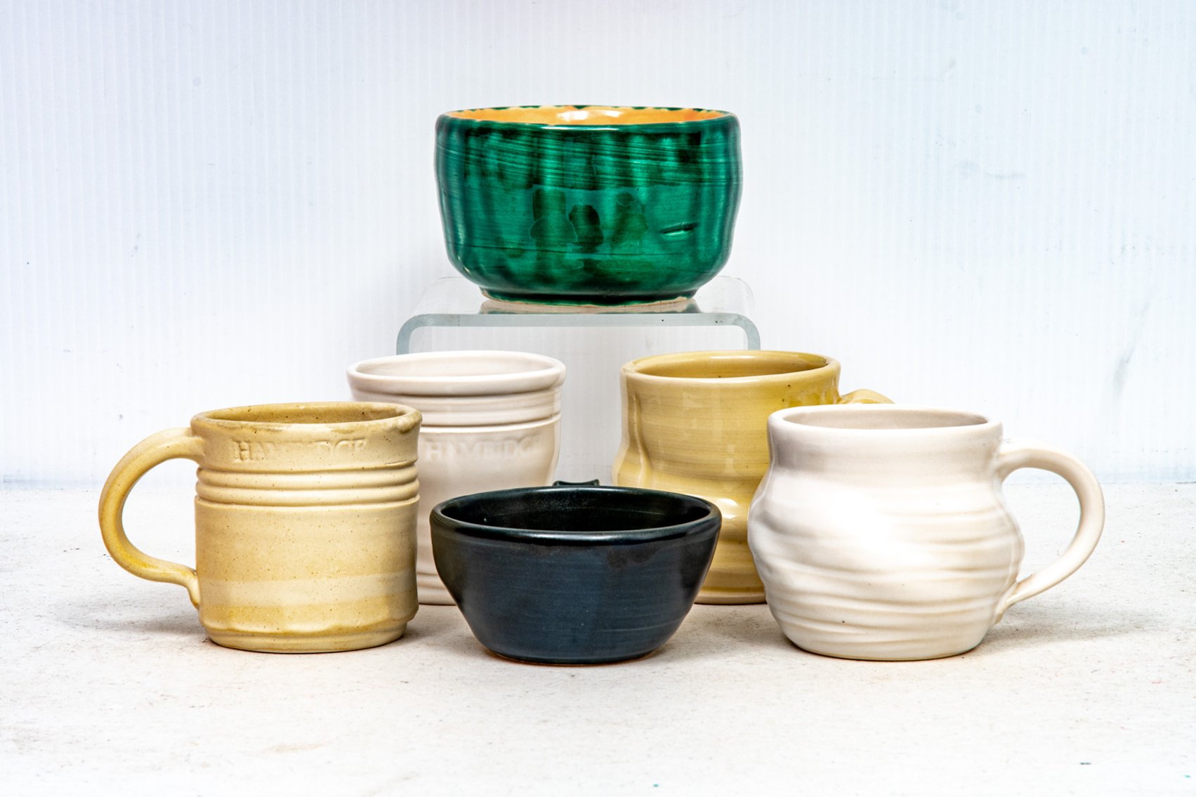 Studio Pottery Coffee Mugs and Bowl
