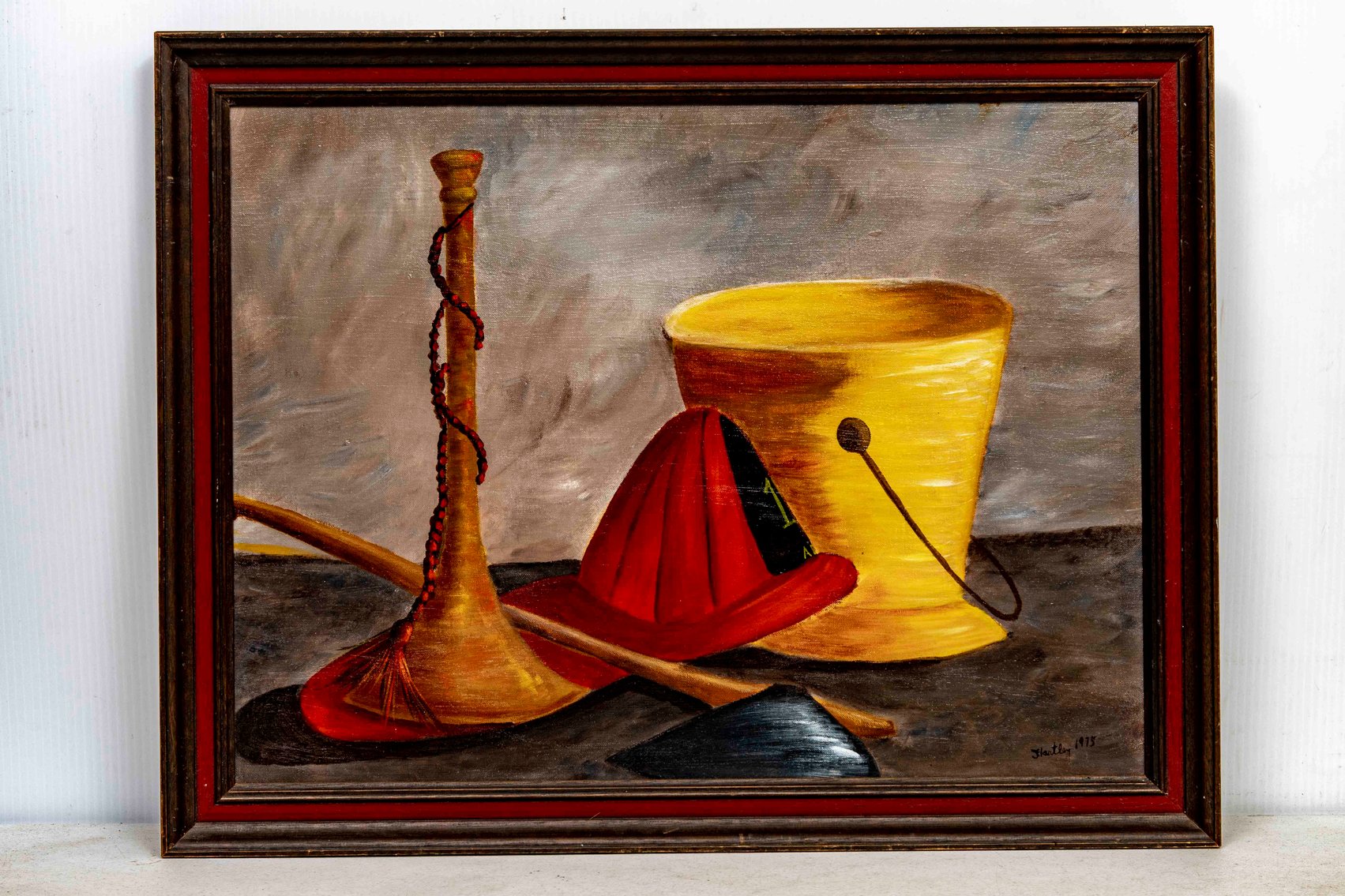 1975 Fireman's Tools Signed Painting on Canvas