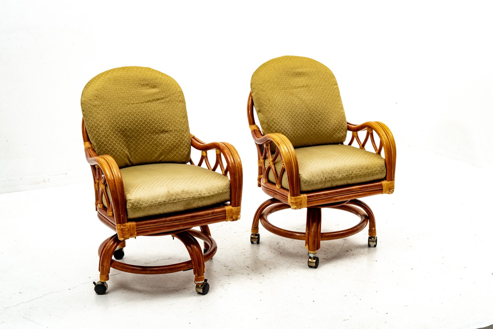 Rattan Swivel Chair on Casters