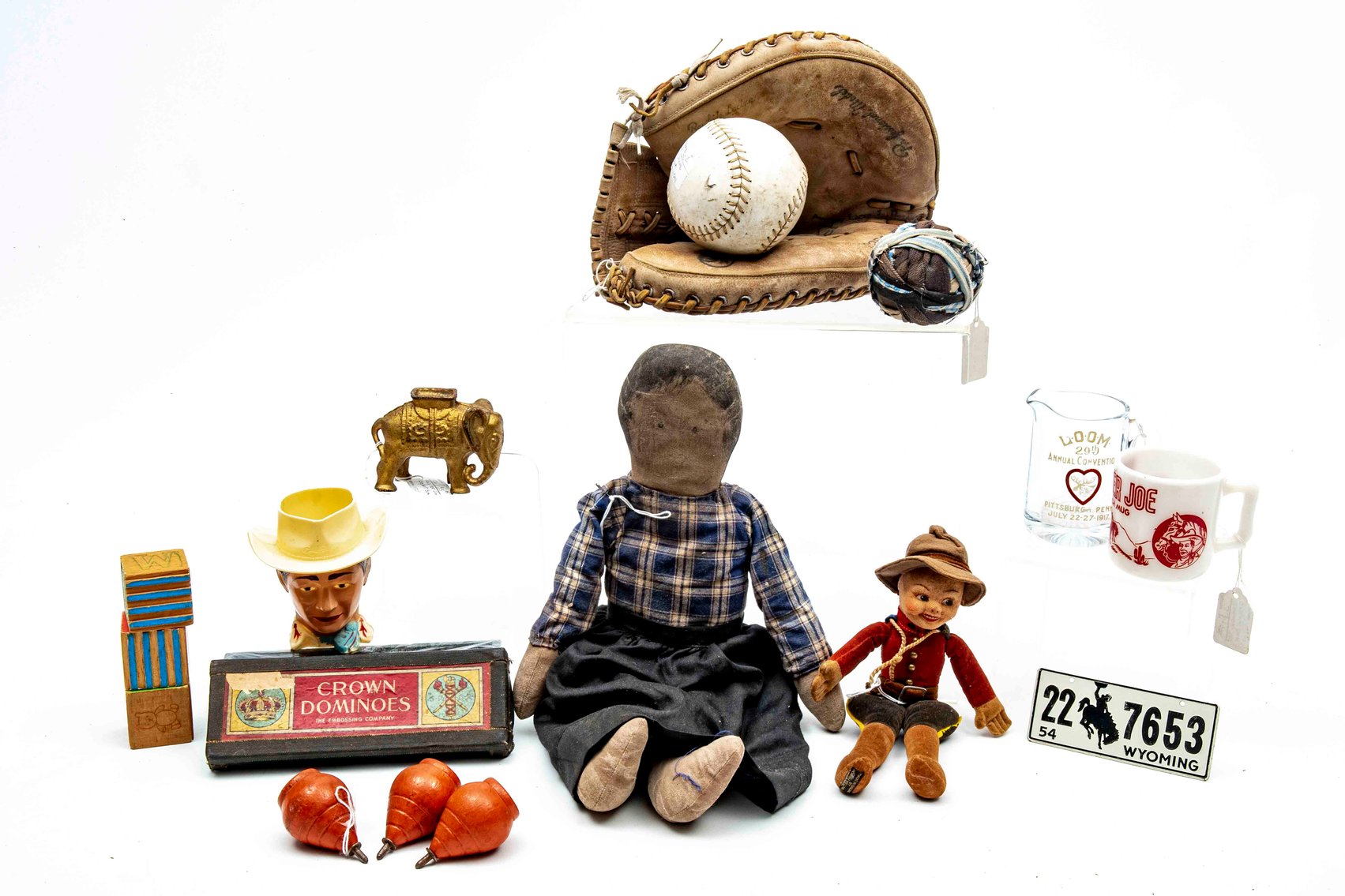 Vintage Toy Lot - Roy Rogers Cup, Cloth Doll ...