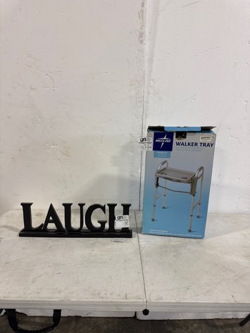 Image for Medline Walker Tray and 'LAUGH' Wall Art