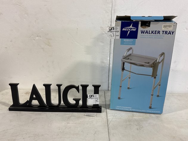 Image for Medline Walker Tray and 'LAUGH' Wall Art