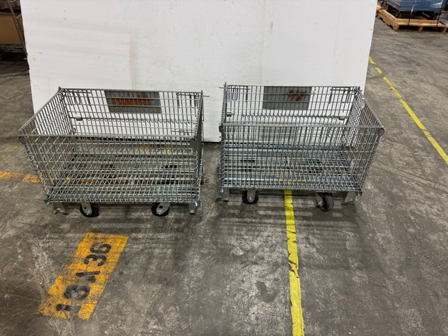 Image for (2) Collapsible Rolling Metal Baskets