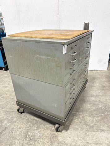 Image for Vintage Industrial Flat File Cabinet on Casters