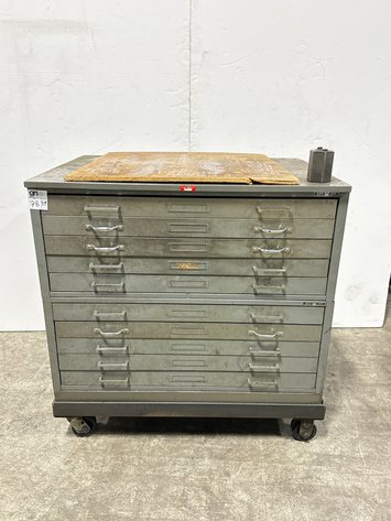 Image for Vintage Industrial Flat File Cabinet on Casters