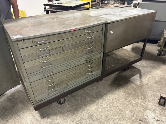 Image for Vintage Industrial Flat File Cabinet on Casters