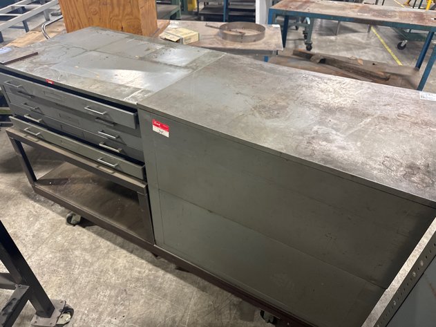 Image for Vintage Industrial Flat File Cabinet on Casters