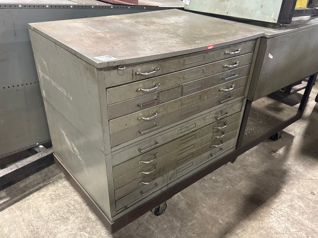 Image for Vintage Industrial Flat File Cabinet on Casters
