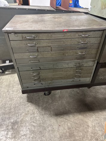 Image for Vintage Industrial Flat File Cabinet on Casters