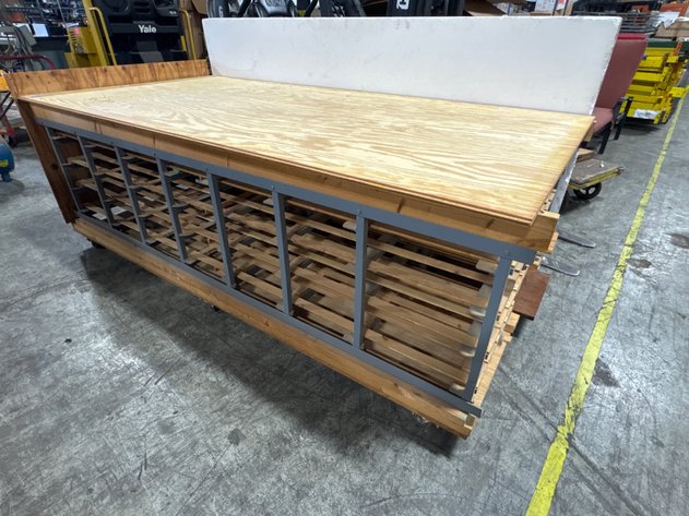 Image for Custom Mobile Plywood Workbench with Slatted Shelving