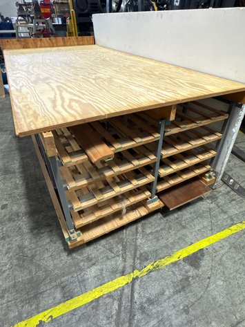 Image for Custom Mobile Plywood Workbench with Slatted Shelving