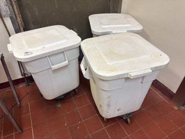 Image for 3 Commercial Rolling Ingredient Storage Bins 28 Gal